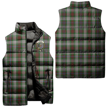 Fraser Hunting Dress Tartan Sleeveless Puffer Jacket with Family Crest