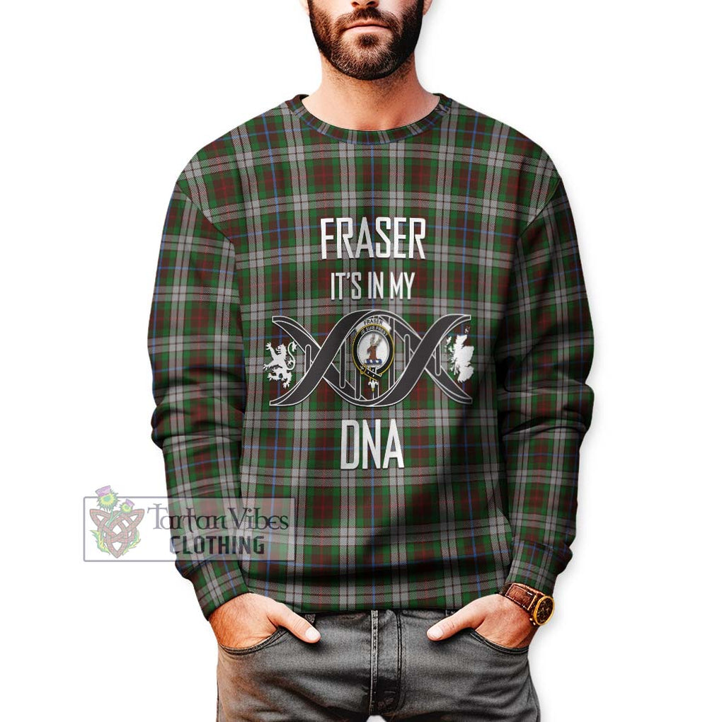 Fraser Hunting Dress Tartan Sweatshirt with Family Crest DNA In Me Style Unisex - Tartanvibesclothing Shop