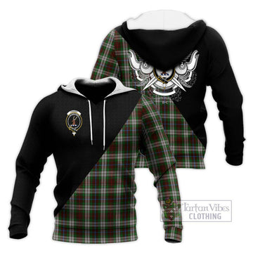 Fraser Hunting Dress Tartan Knitted Hoodie with Family Crest and Military Logo Style