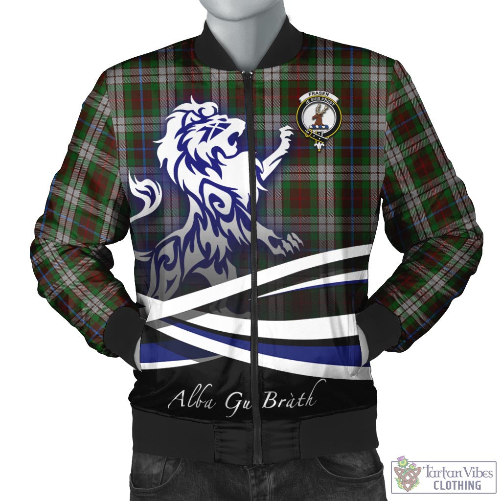 Tartan Vibes Clothing Fraser Hunting Dress Tartan Bomber Jacket with Alba Gu Brath Regal Lion Emblem