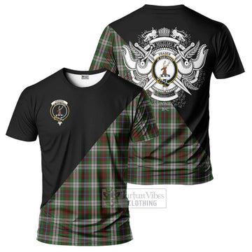 Fraser Hunting Dress Tartan T-Shirt with Family Crest and Military Logo Style