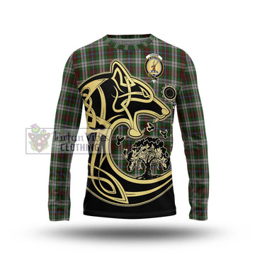 Fraser Hunting Dress Tartan Long Sleeve T-Shirt with Family Crest Celtic Wolf Style