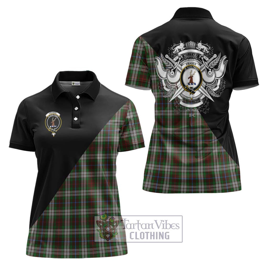 Fraser Hunting Dress Tartan Women's Polo Shirt with Family Crest and Military Logo Style Women - Tartanvibesclothing Shop