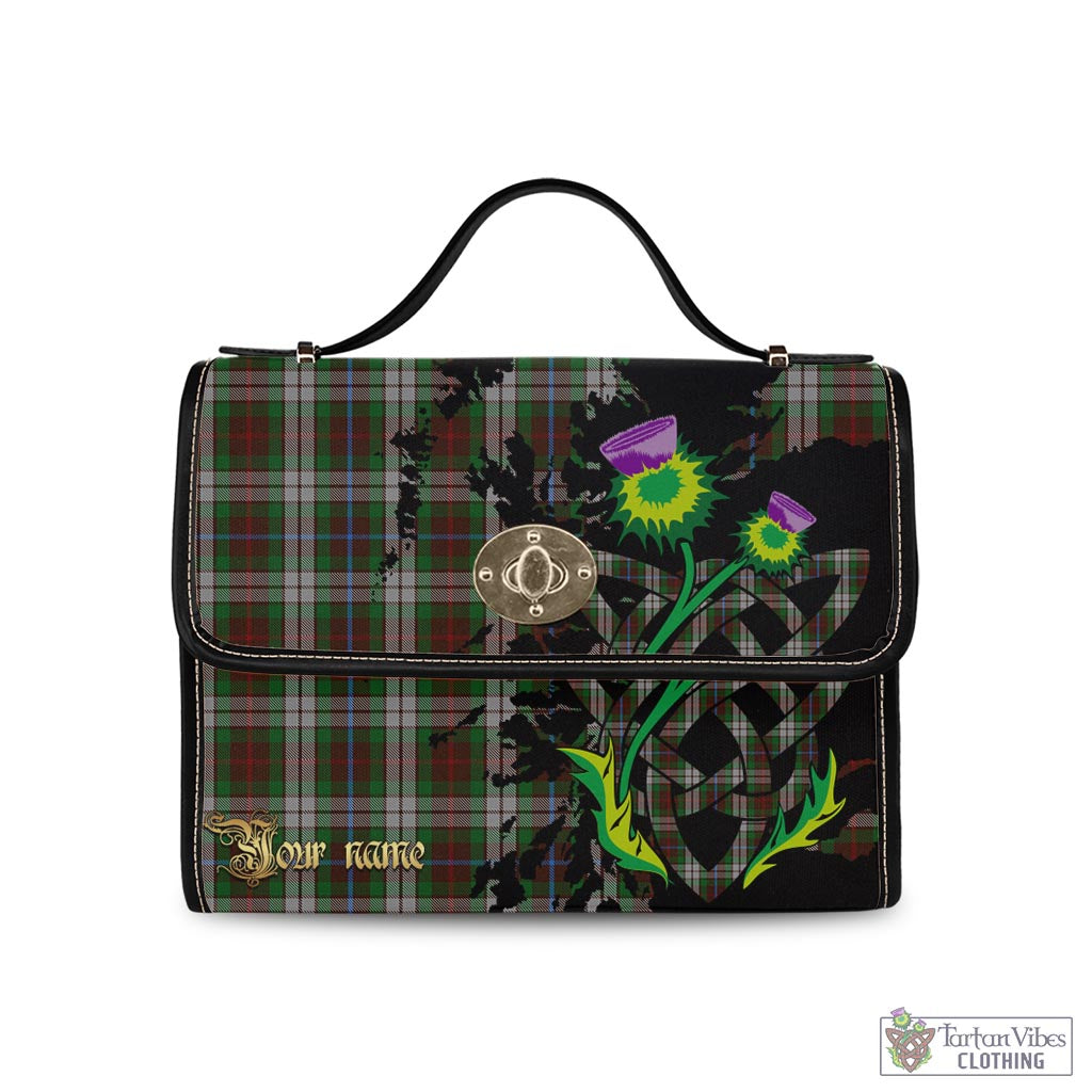 Tartan Vibes Clothing Fraser Hunting Dress Tartan Waterproof Canvas Bag with Scotland Map and Thistle Celtic Accents