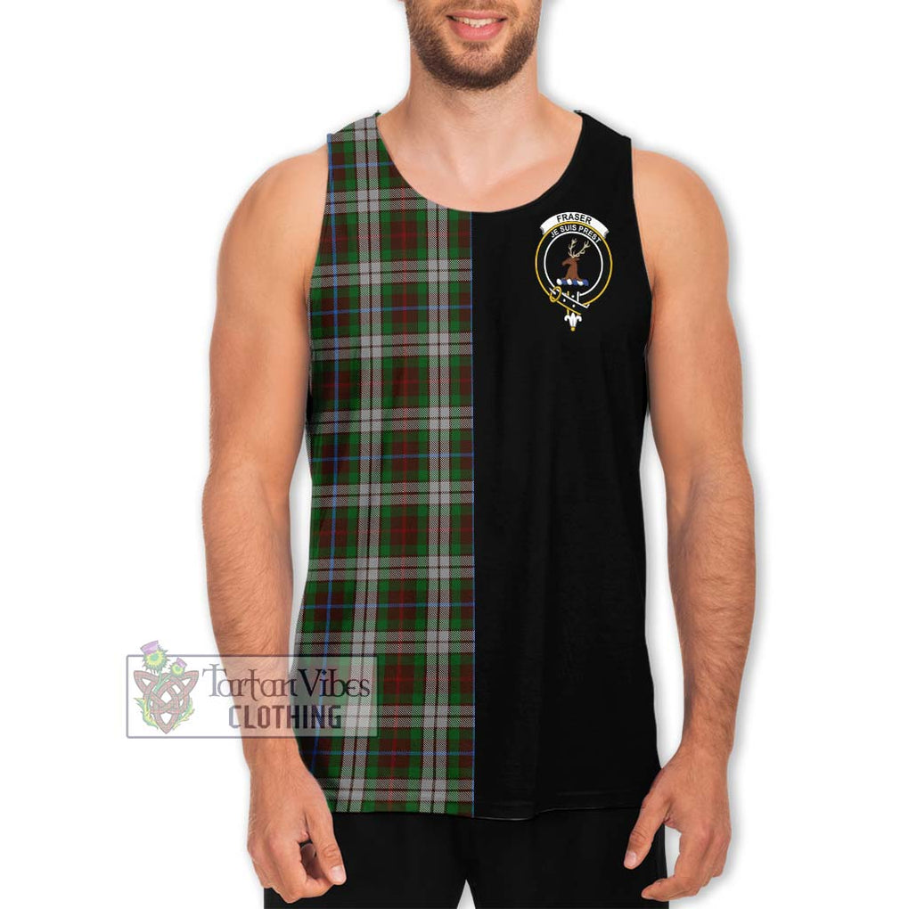 Fraser Hunting Dress Tartan Men's Tank Top with Family Crest and Half Of Me Style Men - Tartanvibesclothing Shop