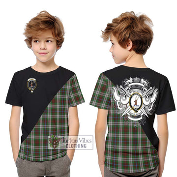 Fraser Hunting Dress Tartan Kid T-Shirt with Family Crest and Military Logo Style