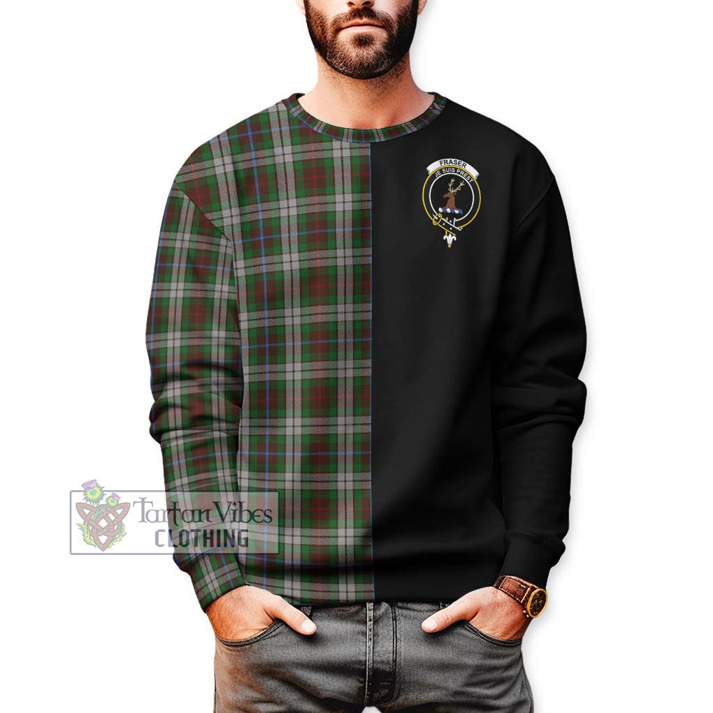 Fraser Hunting Dress Tartan Sweatshirt with Family Crest and Half Of Me Style Unisex - Tartanvibesclothing Shop