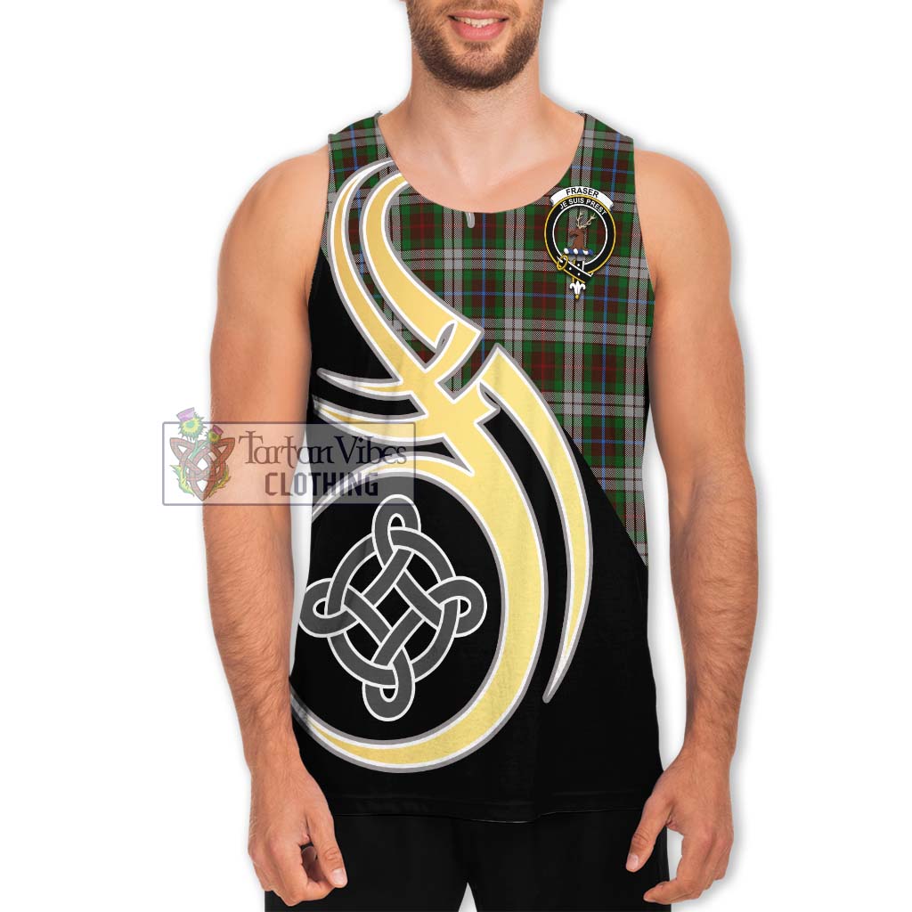 Fraser Hunting Dress Tartan Men's Tank Top with Family Crest and Celtic Symbol Style Men - Tartan Vibes Clothing