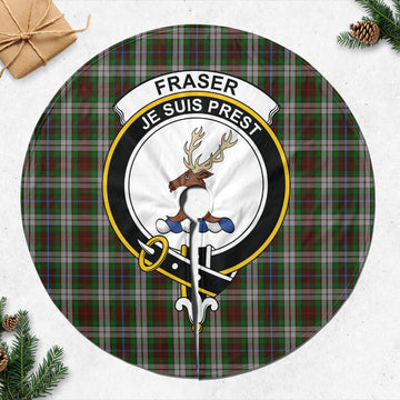 Fraser Hunting Dress Tartan Christmas Tree Skirt with Family Crest