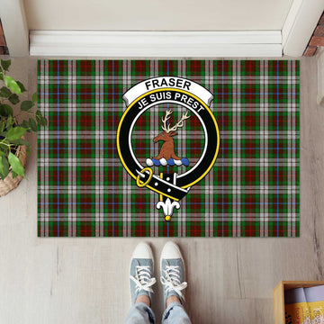 Fraser Hunting Dress Tartan Door Mat with Family Crest