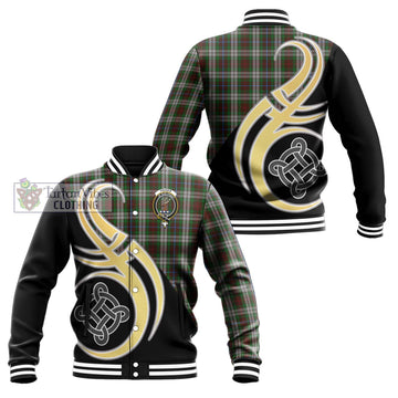 Fraser Hunting Dress Tartan Baseball Jacket with Family Crest and Celtic Symbol Style