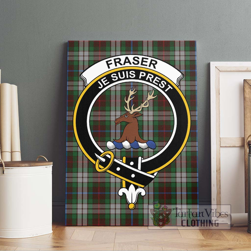 Fraser Hunting Dress Tartan Canvas Print Wall Art with Family Crest Without Frame - Tartan Vibes Clothing