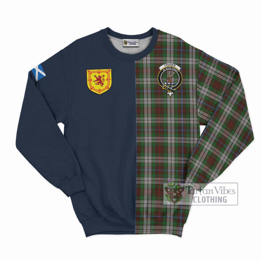 Tartan Vibes Clothing Fraser Hunting Dress Tartan Sweatshirt with Scottish Lion Royal Arm Half Style