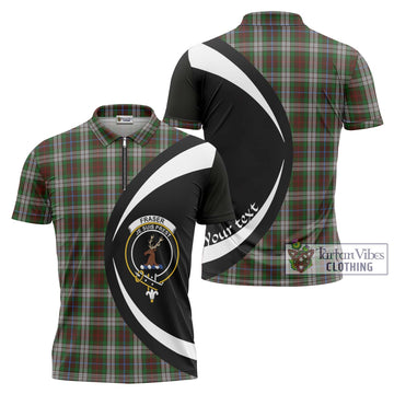 Fraser Hunting Dress Tartan Zipper Polo Shirt with Family Crest Circle Style