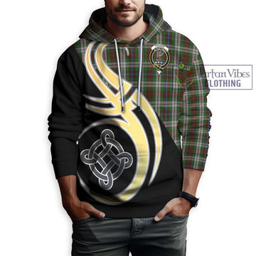 Fraser Hunting Dress Tartan Hoodie with Family Crest and Celtic Symbol Style