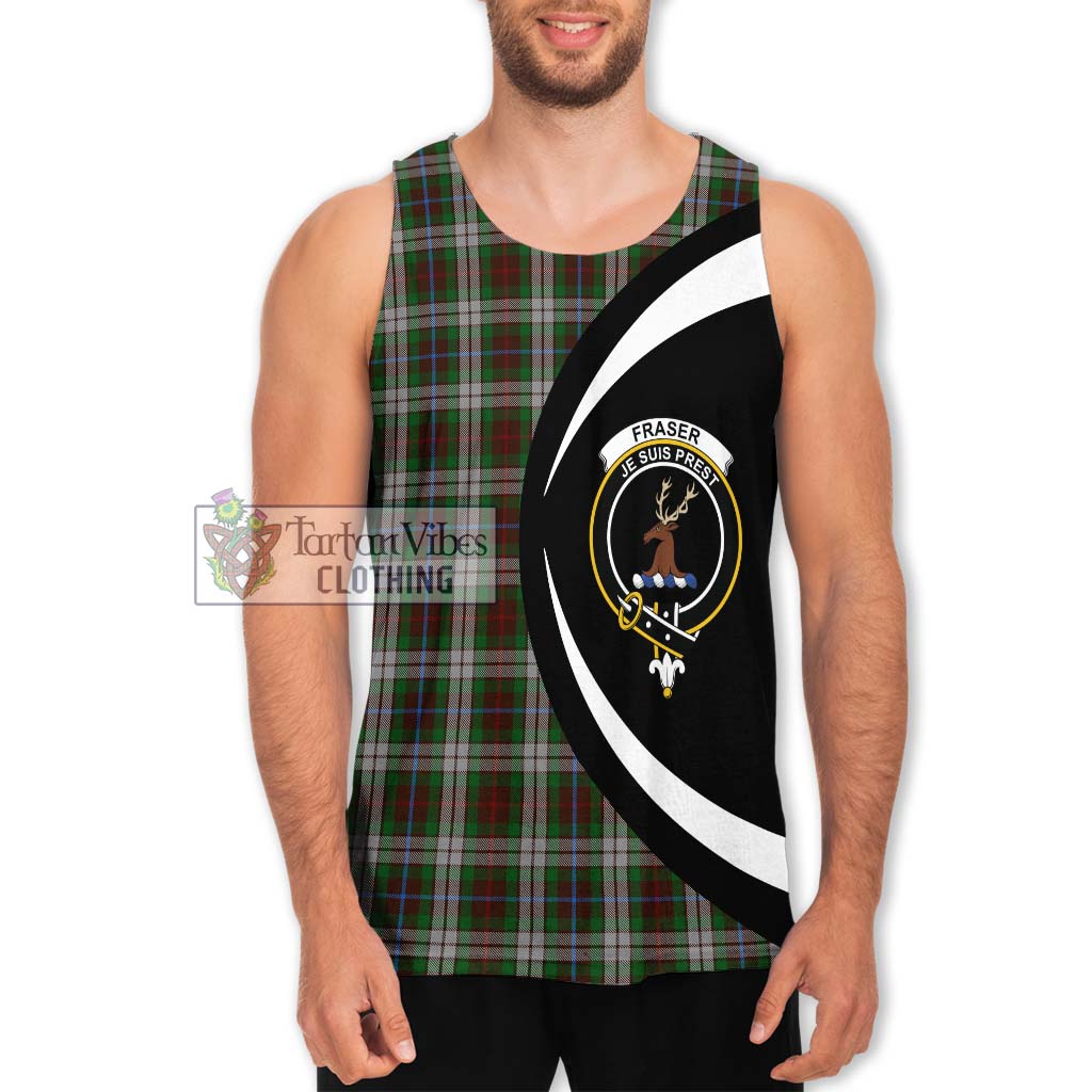 Fraser Hunting Dress Tartan Men's Tank Top with Family Crest Circle Style Men - Tartan Vibes Clothing