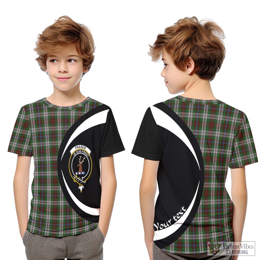 Fraser Hunting Dress Tartan Kid T-Shirt with Family Crest Circle Style Youth XL Size14 - Tartan Vibes Clothing