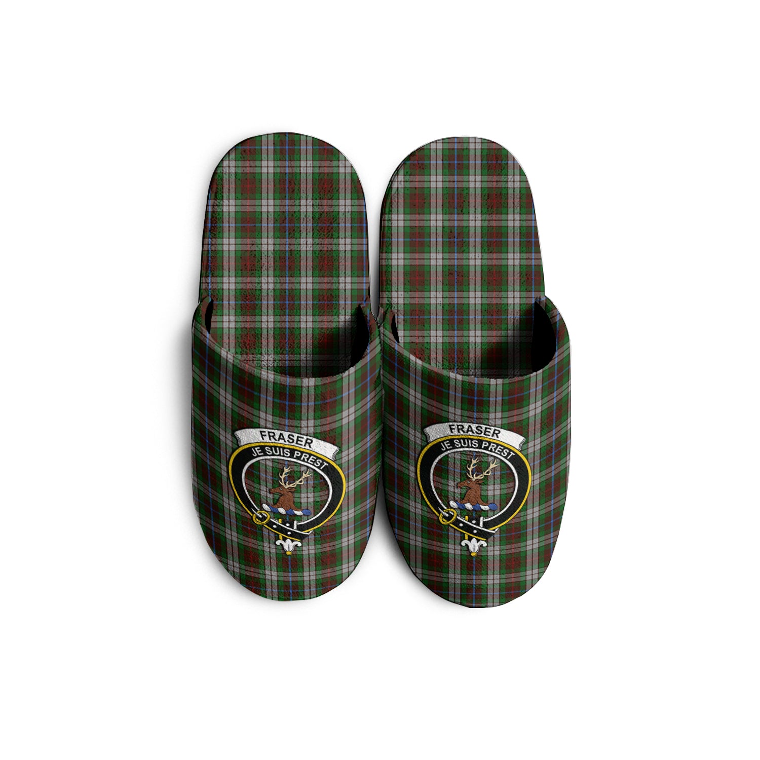 Fraser Hunting Dress Tartan Home Slippers with Family Crest - Tartanvibesclothing