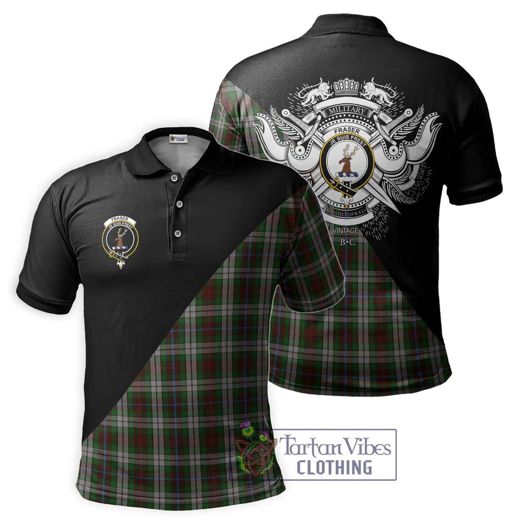 Fraser Hunting Dress Tartan Polo Shirt with Family Crest and Military Logo Style Kid - Tartanvibesclothing Shop