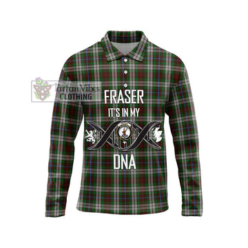 Fraser Hunting Dress Tartan Long Sleeve Polo Shirt with Family Crest DNA In Me Style