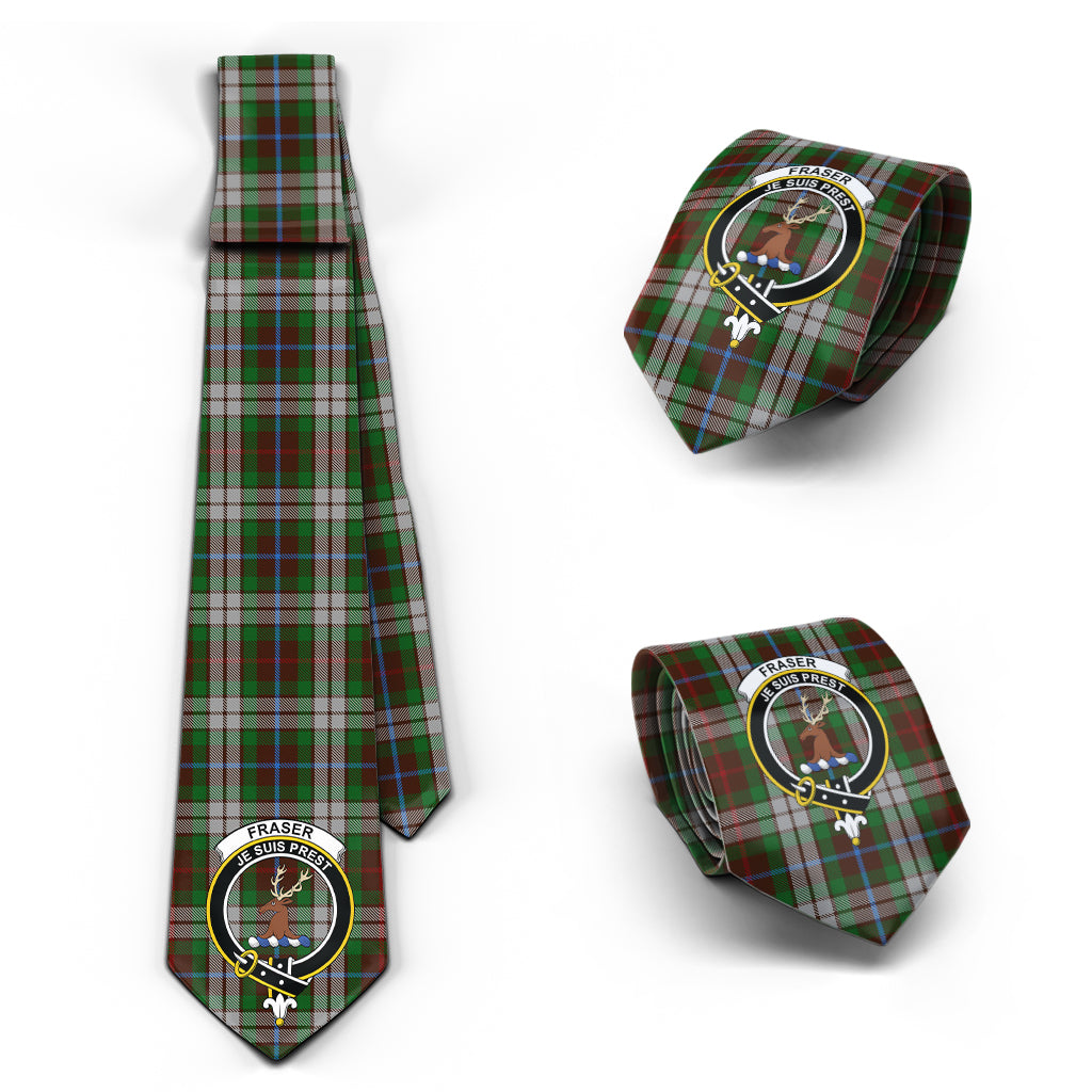 Fraser Hunting Dress Tartan Classic Necktie with Family Crest Necktie One Size - Tartan Vibes Clothing