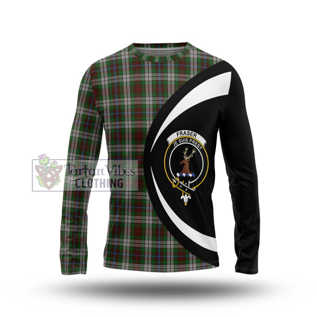 Fraser Hunting Dress Tartan Long Sleeve T-Shirt with Family Crest Circle Style Unisex - Tartan Vibes Clothing