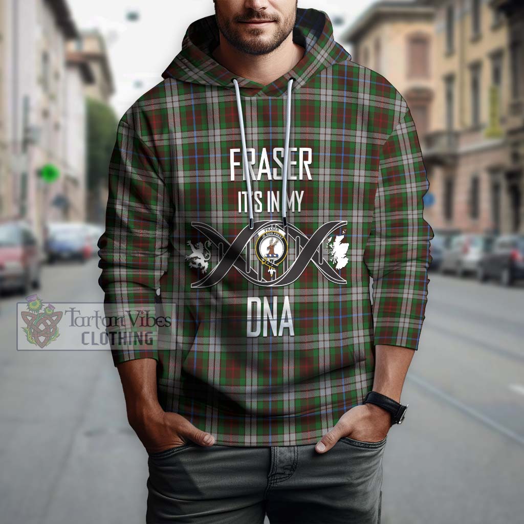 Tartan Vibes Clothing Fraser Hunting Dress Tartan Hoodie with Family Crest DNA In Me Style