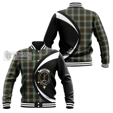 Fraser Hunting Dress Tartan Baseball Jacket with Family Crest Circle Style