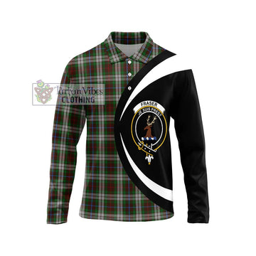 Fraser Hunting Dress Tartan Long Sleeve Polo Shirt with Family Crest Circle Style