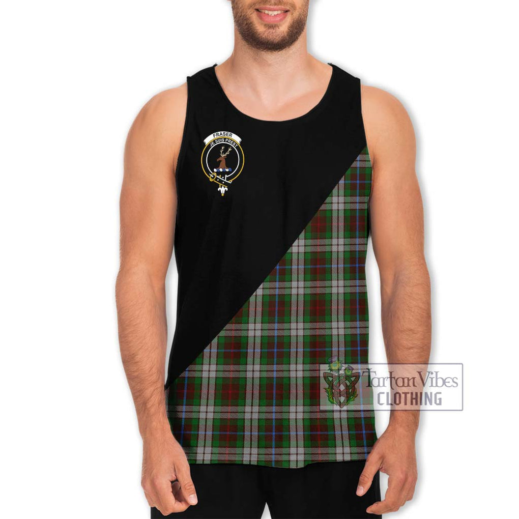 Fraser Hunting Dress Tartan Men's Tank Top with Family Crest and Military Logo Style Men - Tartanvibesclothing Shop