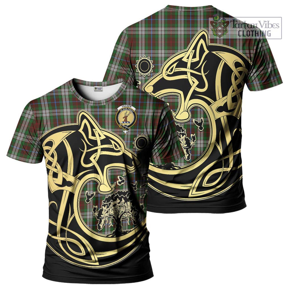 Fraser Hunting Dress Tartan T-Shirt with Family Crest Celtic Wolf Style Kid's Shirt - Tartan Vibes Clothing