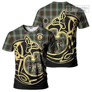 Fraser Hunting Dress Tartan T-Shirt with Family Crest Celtic Wolf Style