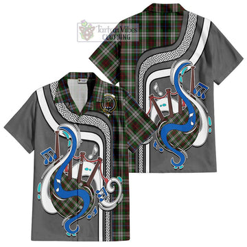 Fraser Hunting Dress Tartan Short Sleeve Button Shirt with Epic Bagpipe Style