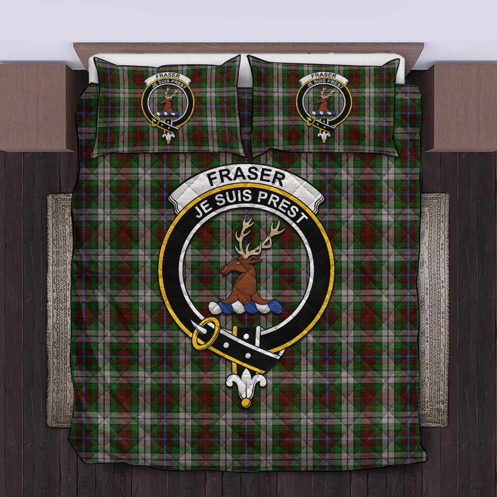 Fraser Hunting Dress Tartan Quilt Bed Set with Family Crest Twin - Tartan Vibes Clothing