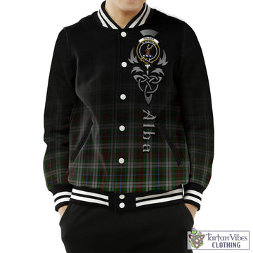 Fraser Hunting Dress Tartan Baseball Jacket Featuring Alba Gu Brath Family Crest Celtic Inspired