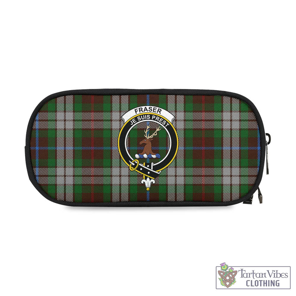 Tartan Vibes Clothing Fraser Hunting Dress Tartan Pen and Pencil Case with Family Crest