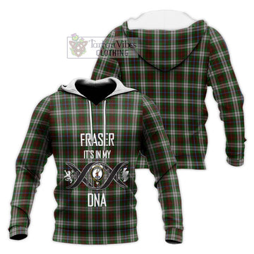 Fraser Hunting Dress Tartan Knitted Hoodie with Family Crest DNA In Me Style