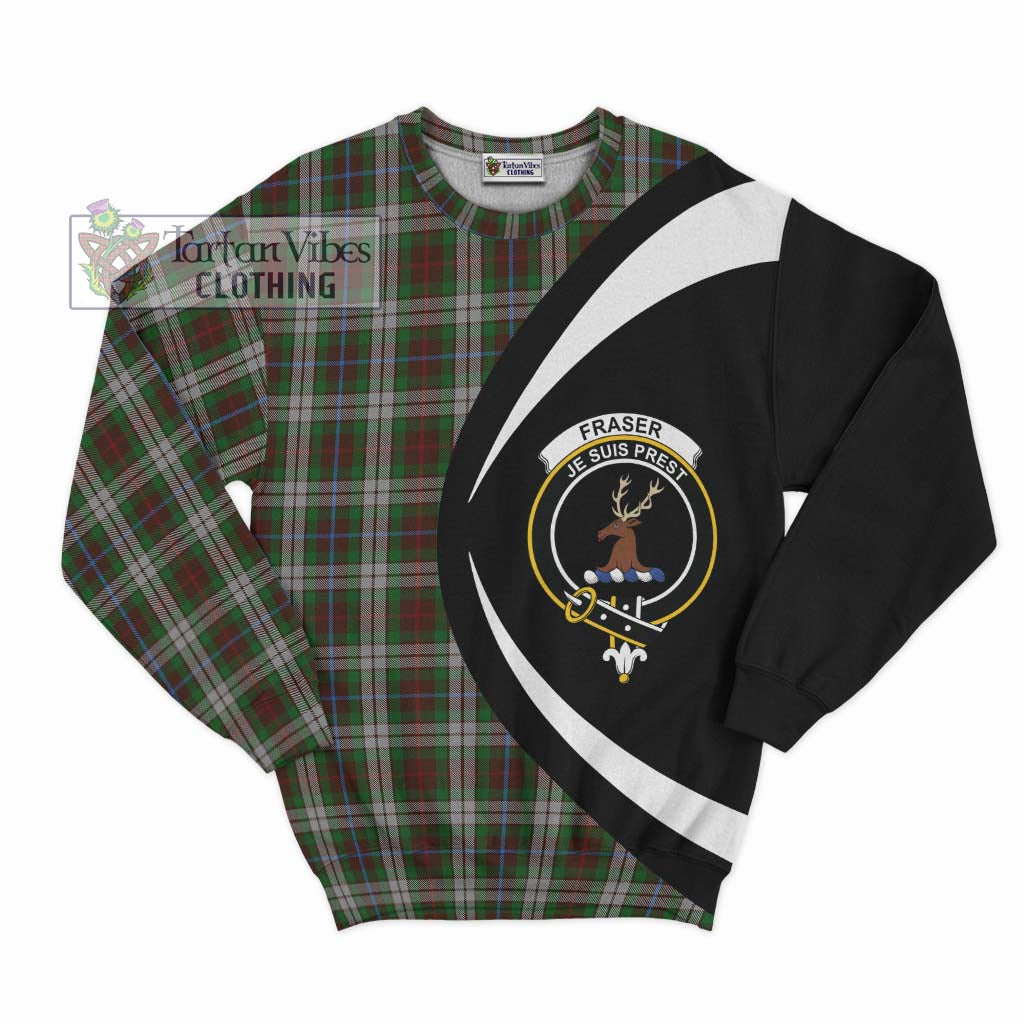 Fraser Hunting Dress Tartan Sweatshirt with Family Crest Circle Style Unisex - Tartan Vibes Clothing