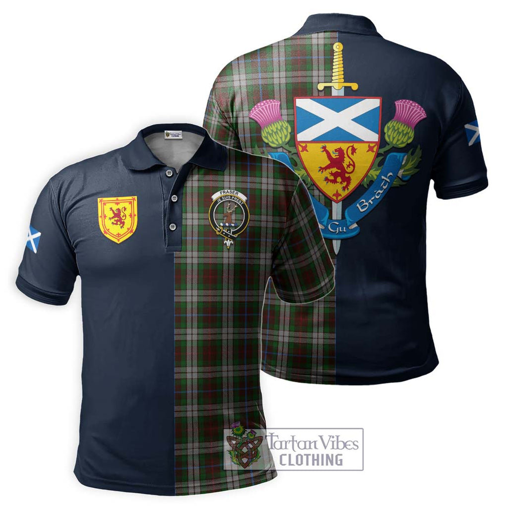 Tartan Vibes Clothing Fraser Hunting Dress Tartan Polo Shirt with Scottish Lion Royal Arm Half Style