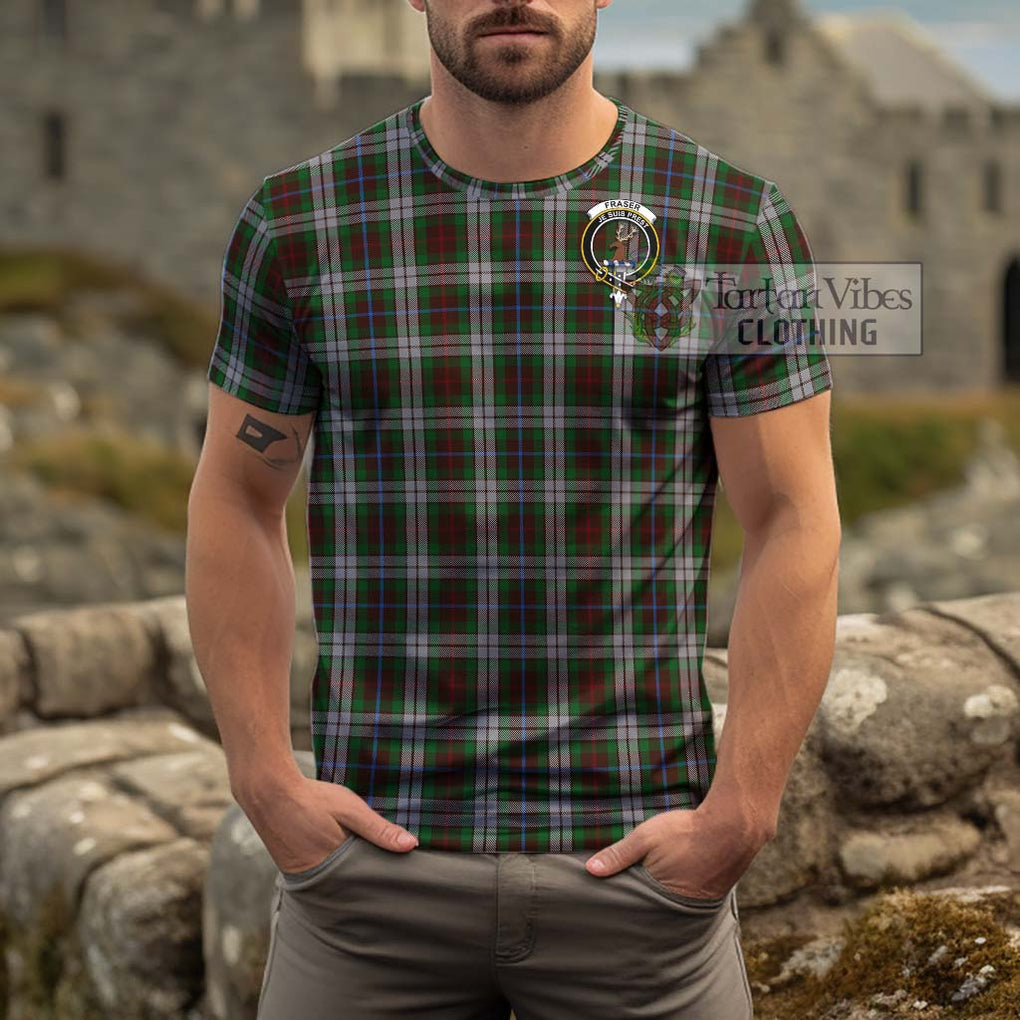 Fraser Hunting Dress Tartan Cotton T-Shirt with Family Crest Men's Shirt - Tartanvibesclothing Shop