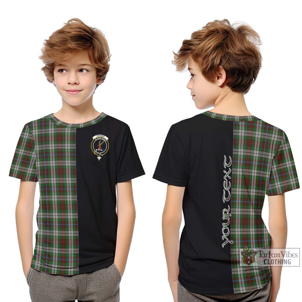 Fraser Hunting Dress Tartan Kid T-Shirt with Family Crest and Half Of Me Style Youth XL Size14 - Tartanvibesclothing Shop