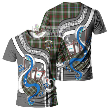 Fraser Hunting Dress Tartan T-Shirt with Epic Bagpipe Style