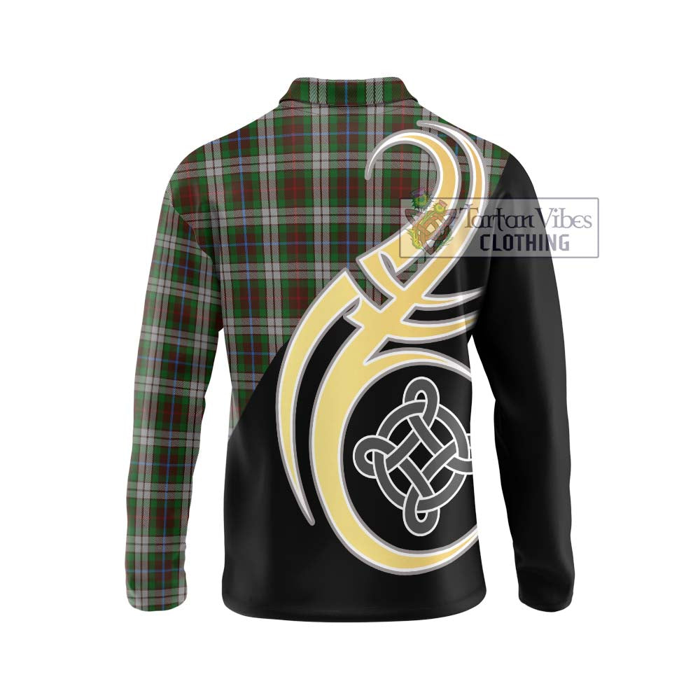 Fraser Hunting Dress Tartan Long Sleeve Polo Shirt with Family Crest and Celtic Symbol Style - Tartan Vibes Clothing