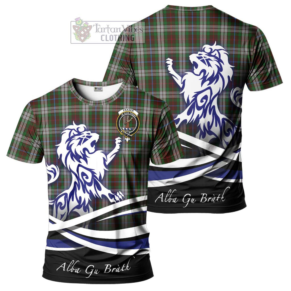 Tartan Vibes Clothing Fraser Hunting Dress Tartan Cotton T-shirt with Alba Gu Brath Regal Lion Emblem