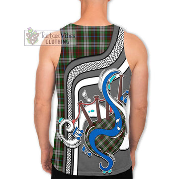 Fraser Hunting Dress Tartan Men's Tank Top with Epic Bagpipe Style