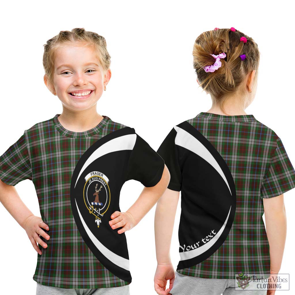 Fraser Hunting Dress Tartan Kid T-Shirt with Family Crest Circle Style - Tartan Vibes Clothing