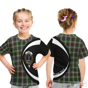 Fraser Hunting Dress Tartan Kid T-Shirt with Family Crest Circle Style