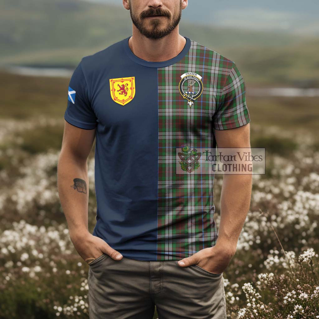 Tartan Vibes Clothing Fraser Hunting Dress Tartan T-Shirt Alba with Scottish Lion Royal Arm Half Style