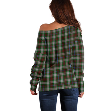 Fraser Hunting Dress Tartan Off Shoulder Women Sweater with Family Crest