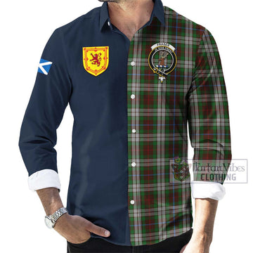 Fraser Hunting Dress Tartan Long Sleeve Button Shirt Alba with Scottish Lion Royal Arm Half Style